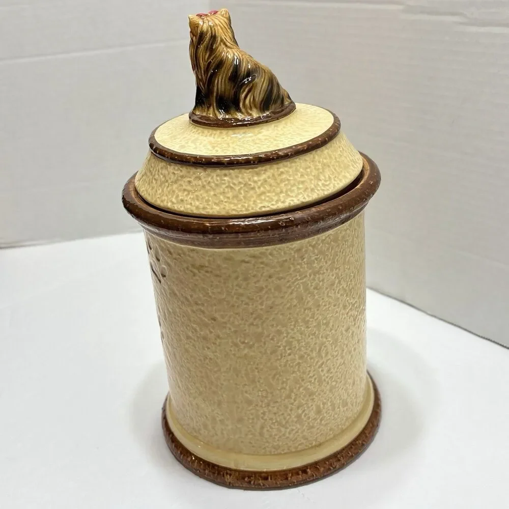 Yorkie Terrier Dog Stoneware Treat Jar Canister Tail Waggin Bradford Exchange 07